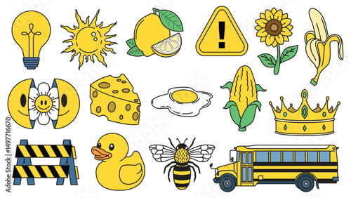 Vector Set of YELLOW Color Objects