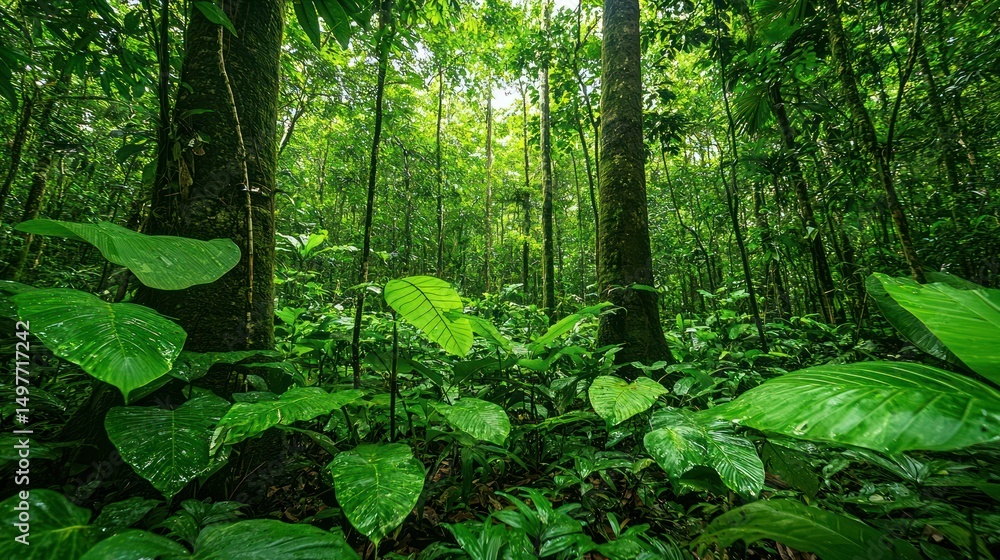 Obraz premium Lush, verdant rainforest floor