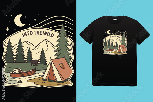 fishing illustration holiday graphic lake design mountains badge outdoor vintage adventure
