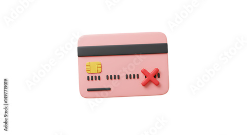 Pink credit card with red X