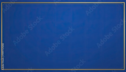 A solid blue background with a thin gold rectangular border framing the central blue field space