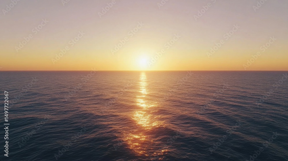 Obraz premium Serene sunset over the tranquil ocean.
