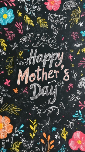 Wallpaper Mural Colorful chalkboard art expresses a Happy Mother's Day message with flowers and style. Torontodigital.ca