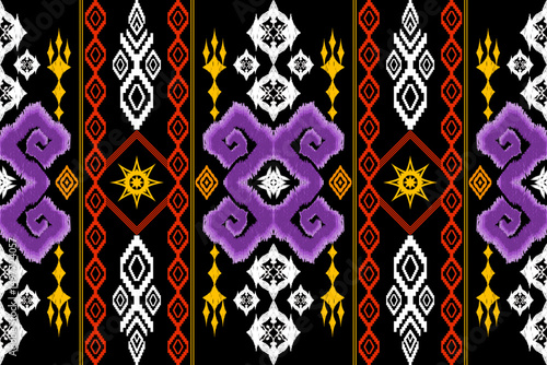 Ethnic Figure aztec embroidery style.Geometric ikat oriental traditional art pattern.Design for ethnic background,wallpaper,fashion,clothing,wrapping,fabric,element,sarong,graphic,vector illustration.