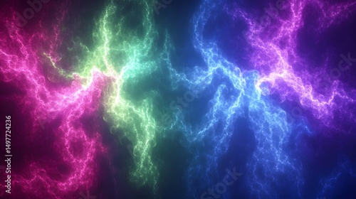 Abstract Colorful Lightning Energy Background