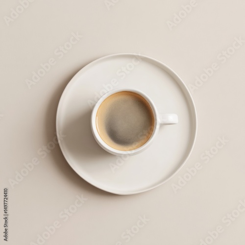 Minimal coffee cup on white plate centered