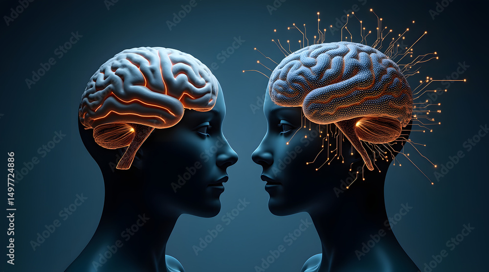 Obraz premium The human brain is divided into two parts