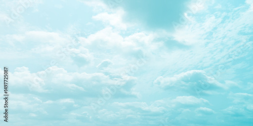 Sunny sky blue light watercolor background. Aquarelle painting brush effect card paper textured canvas cloudy smoke space for text, entertaining card, template. aquamarine color graphics illustration