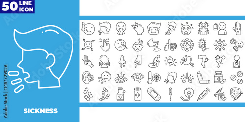 Sickness line icons collection