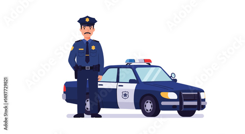 Police Officer Standing Next to Patrol Car