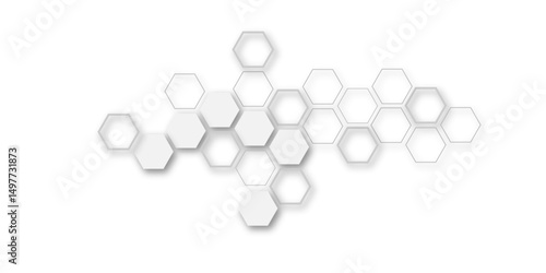 Modern and seamless pattern in design with hexagonal molecular structures in technology background.Abstract background with hexagons and geometric pattern in honeycombs design in illustration.	