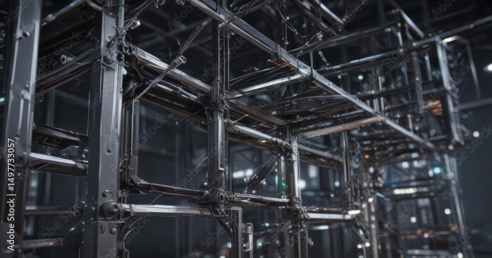 Sleek interconnected modules forming a structure , macro, geometric, blocks Sleek interconnected modules forming a structure , macro, geometric, blocks