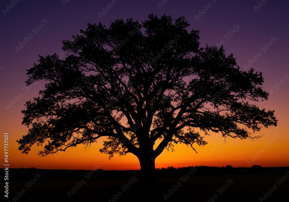 Fototapeta premium Majestic Silhouette of a Tree at Sunset
