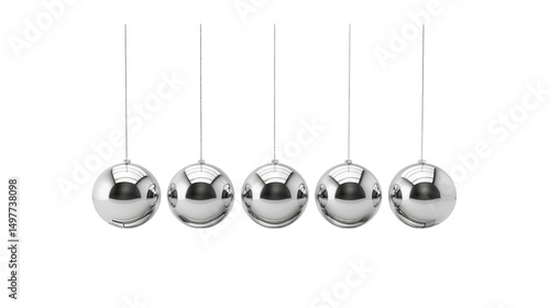 Newton's cradle in motion illustrating momentum and energy transfer