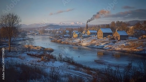 Serene Village in a Winter Wonderland