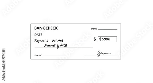 Blank Bank Check Template for Financial Transactions and Business Payments