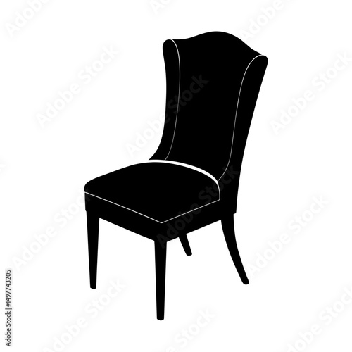 Silhouette of a high backed black upholstered chair