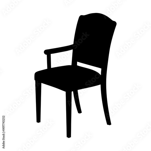 Silhouette of an armchair with armrests and a back