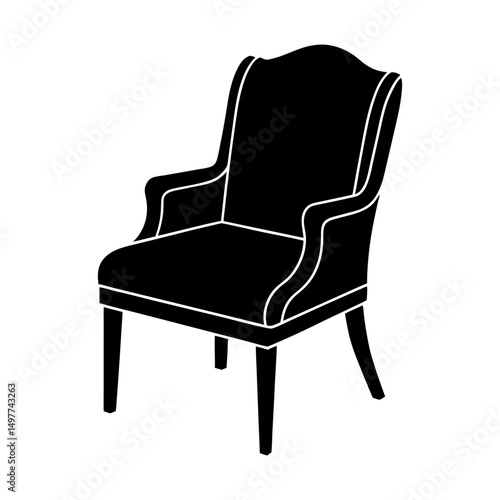 Silhouette of an upholstered armchair with armrests