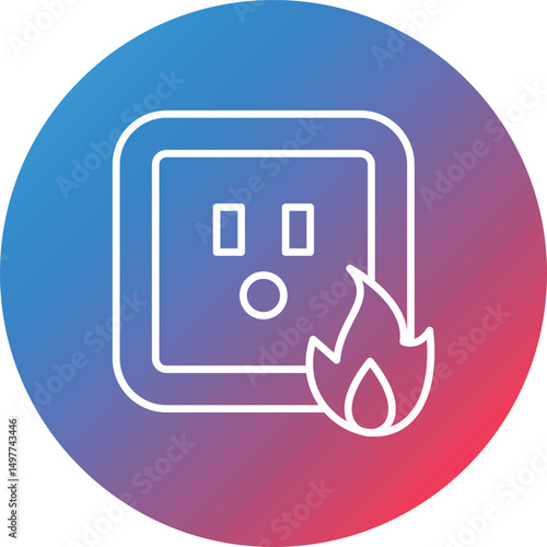 Electricity Fire Line Gradient Circle Background Icon
