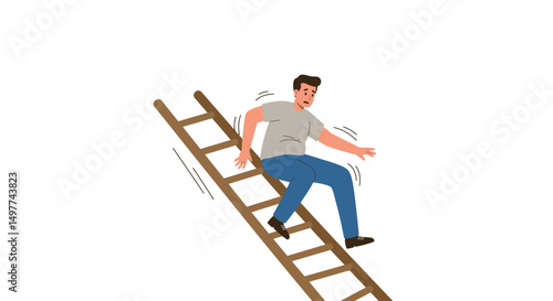 Man Falling from Ladder in Garden - Safety Hazard Concept