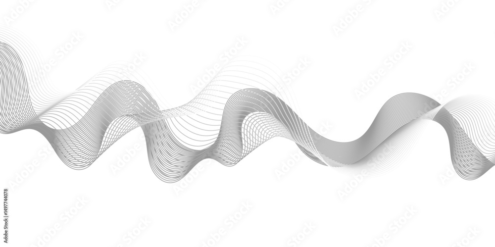 Fototapeta premium Abstract frequency sound wave lines and twisted curve lines background. Digital frequency track equalizer. Abstract wavy grey blend technology liens background.Banner design background. 