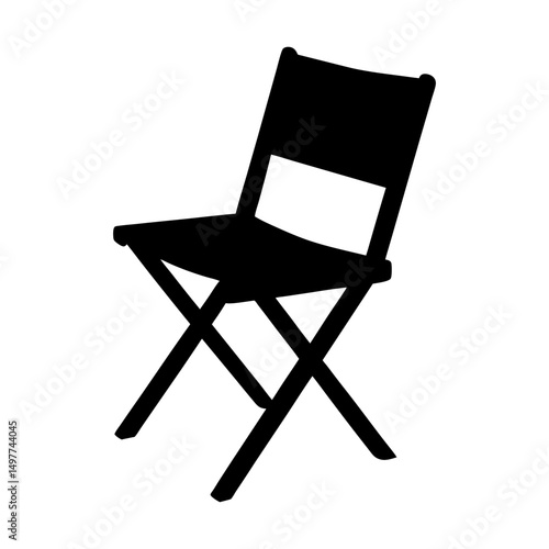 Silhouette of a simple folding chair on white background
