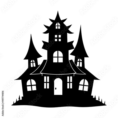Wallpaper Mural Silhouette of a spooky haunted house with many windows Torontodigital.ca