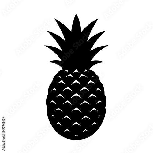 Silhouette of a pineapple with spiky crown leaves