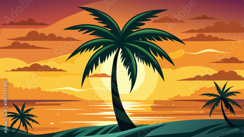 vector of coconut tree silhouette