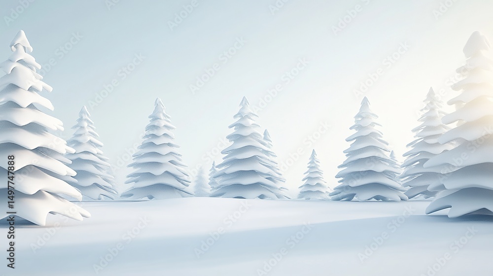 Fototapeta premium Serene Snow-covered Forest in Winter