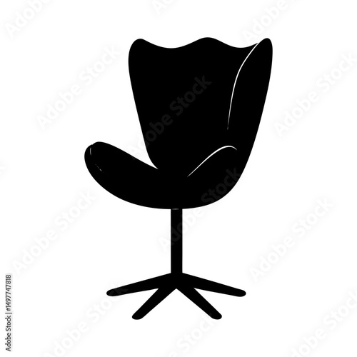Illustration of a black modern chair on white background