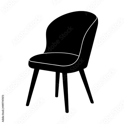 Illustration of a black chair with white outline