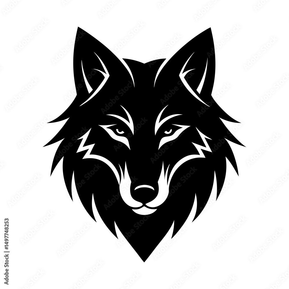 Obraz premium Illustration of a black wolf head with white lines