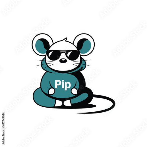 Cool confident hooded mouse with glasses vector art

