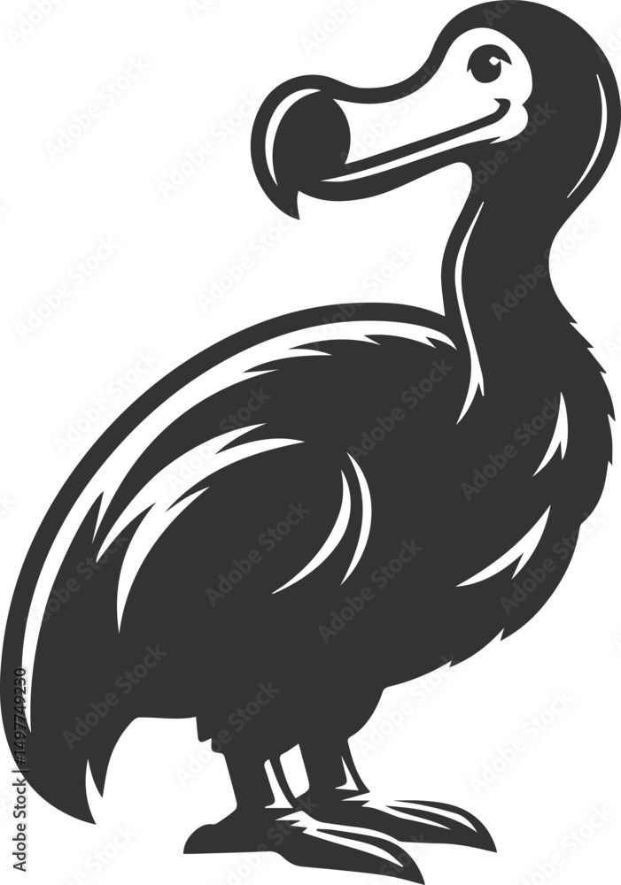 Fototapeta premium Vector drawing of a dodo bird silhouette black