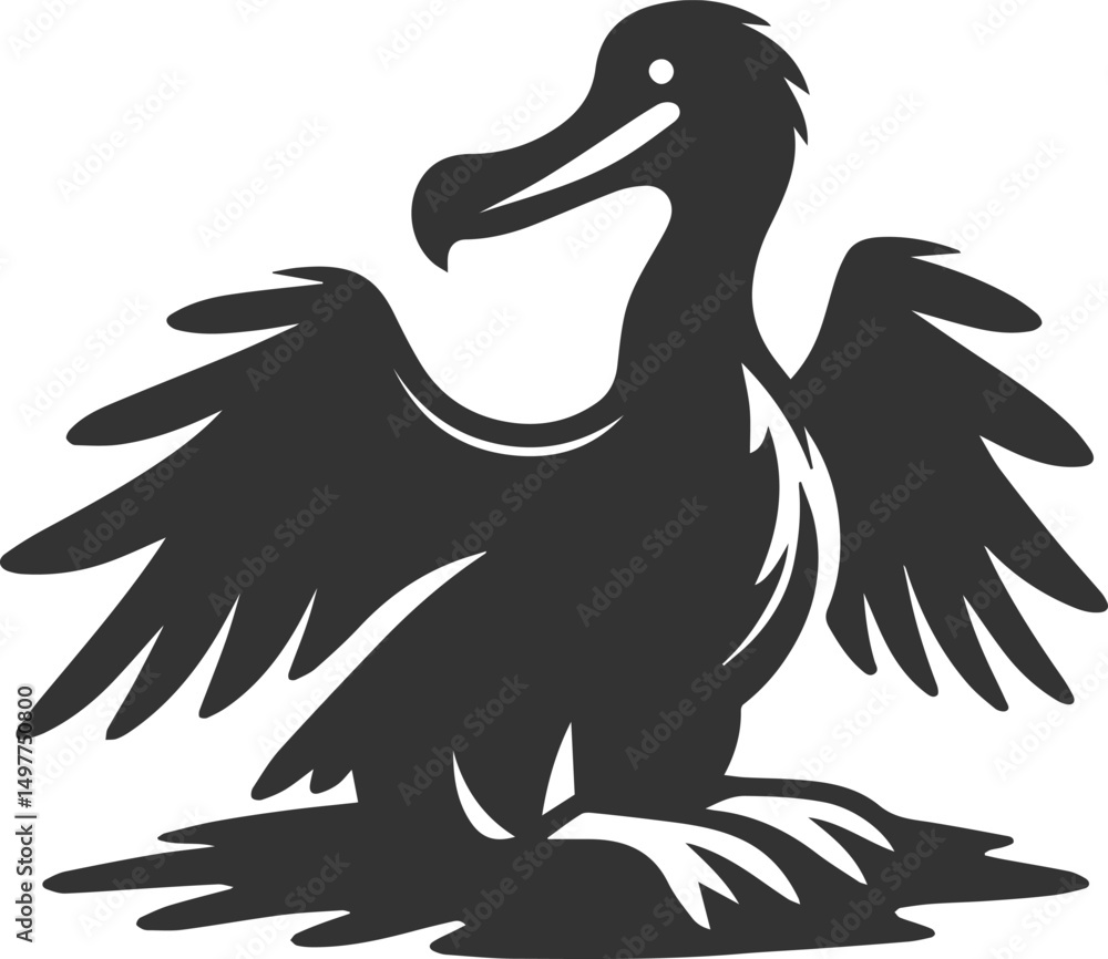 Fototapeta premium Vector drawing of a dodo bird silhouette black