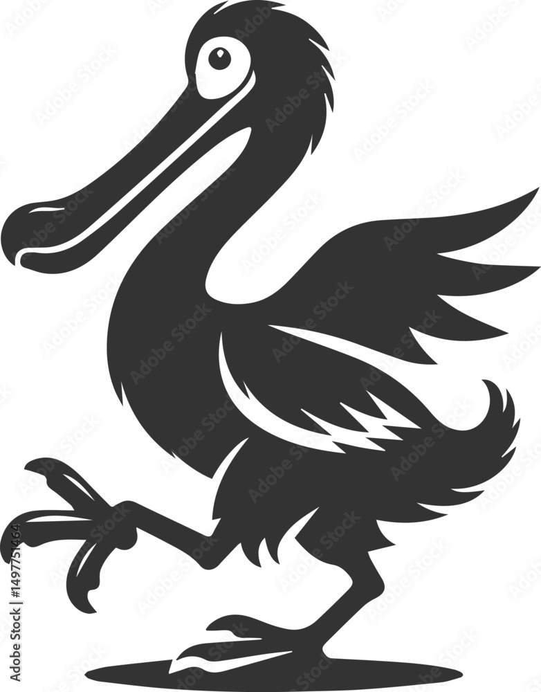 Fototapeta premium Vector drawing of a dodo bird silhouette black