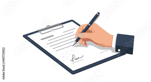 Signing a Document on a Clipboard