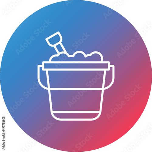 Sand Bucket Line Gradient Circle Background Icon