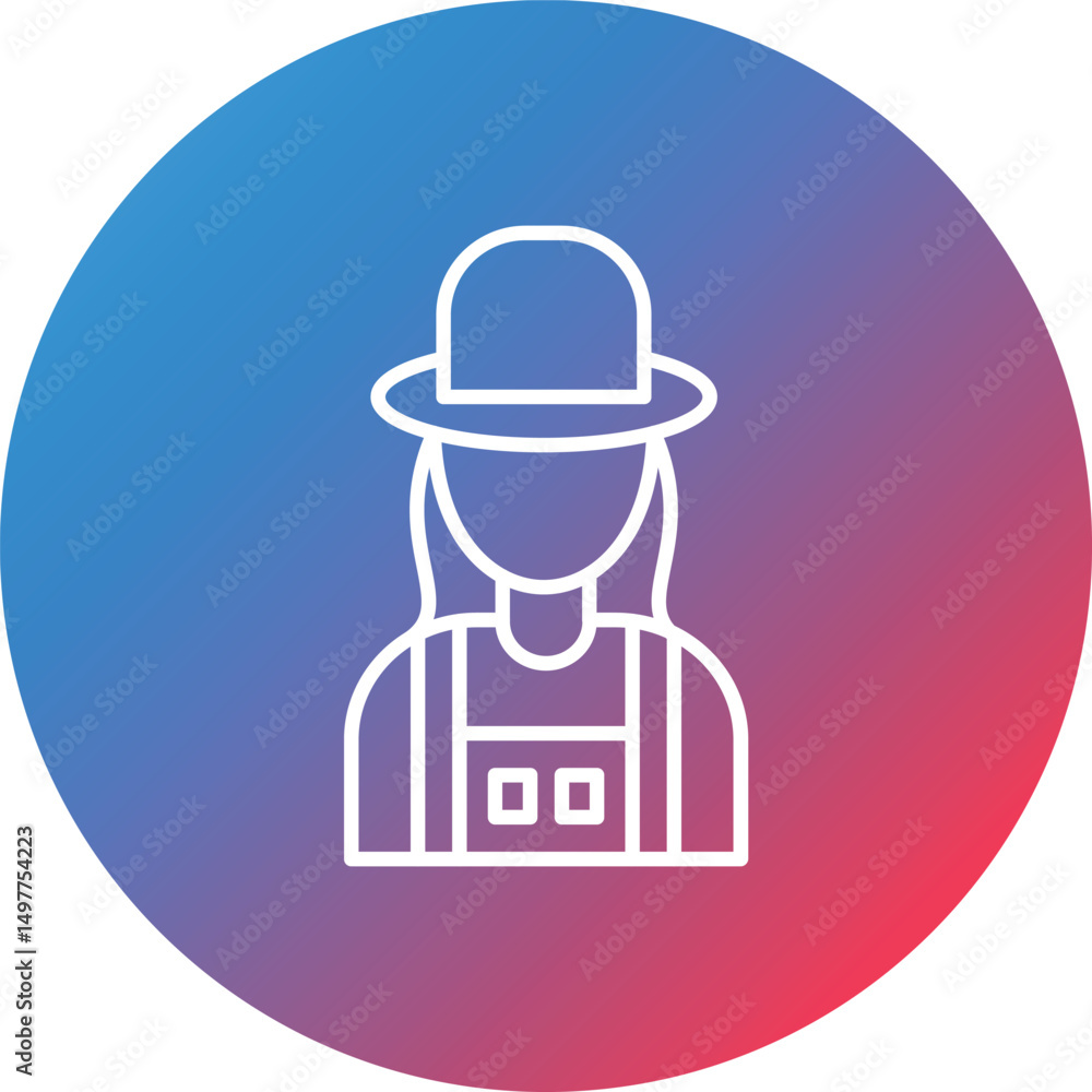 Female Farmer Line Gradient Circle Background Icon Female Farmer Line Gradient Circle Background Icon