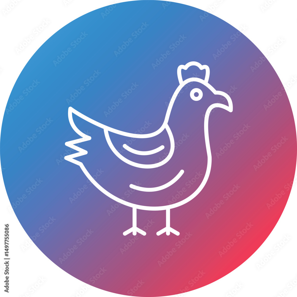 Fototapeta premium Chicken Line Gradient Circle Background Icon