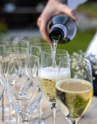champagne pouring into glass