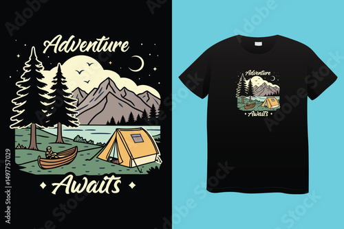 vintage mountain outdoors mountain artwork, explore the nature life, outdoors t shirt design for vector, Adventure vector artwork print design for t shirt and others.