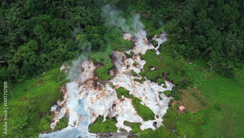 Danau Linow with multiple hydrothermal vents all around, Tomohon, Northern Sulawesi, Indonesia
