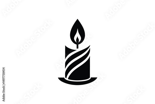 Lit candle silhouette icon design element