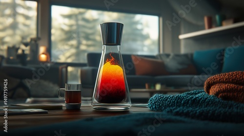 Minimalist Interior Slow-moving Lava Lamp Calm Atmosphere