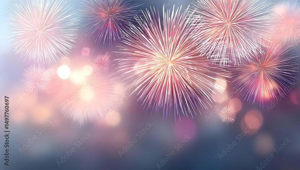 Fototapeta premium Colorful fireworks explode in the night sky, creating a dazzling display of light and color, perfect for celebrations and festive occasions. Enjoy the spectacle!