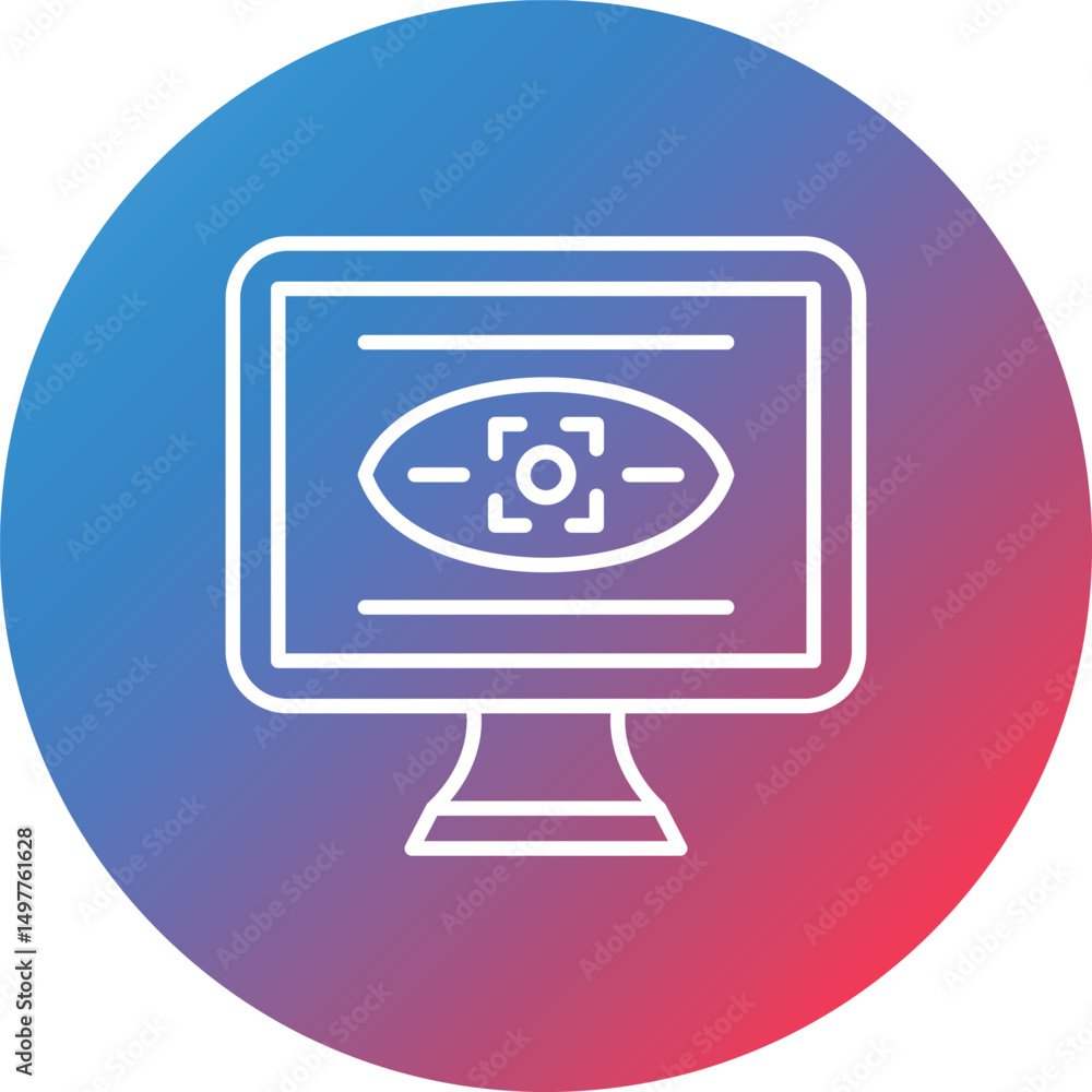 Security Monitors Line Gradient Circle Background Icon Security Monitors Line Gradient Circle Background Icon