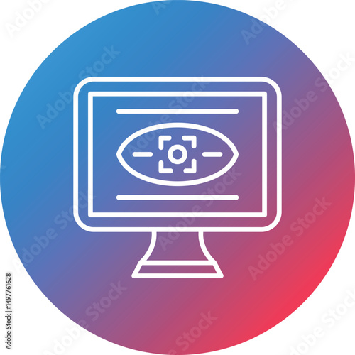 Security Monitors Line Gradient Circle Background Icon